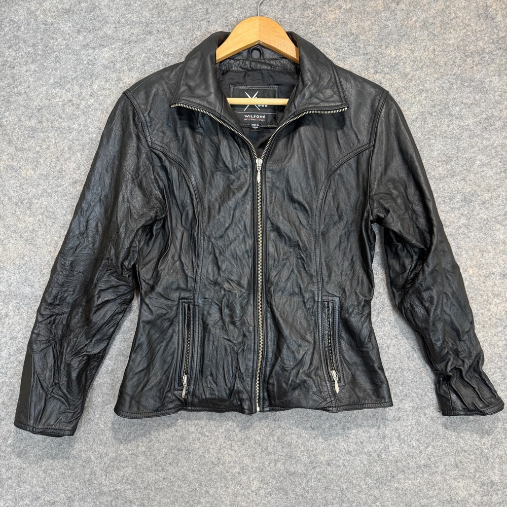 Wilsons Maxima Motorcycle Leather Jacket‎ Womens Medium Biker Moto Western Zip